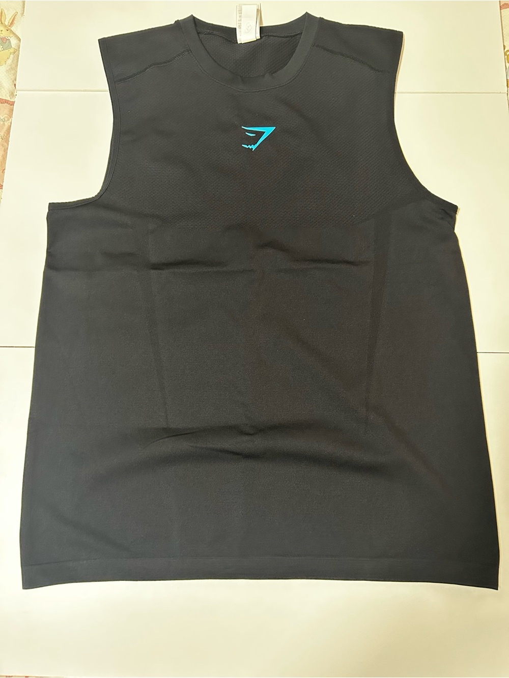 Onyx v5 Gymshark Black Sleeveless Training Tank with Teal Logo